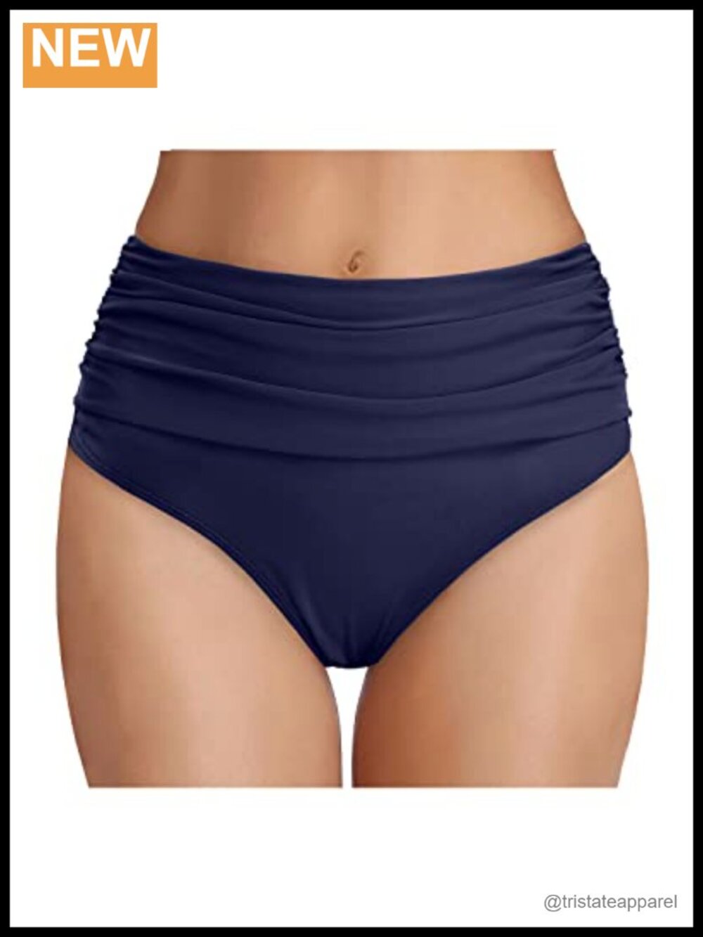 High Waisted Bikini Bottom Tummy Control Ruched Full Coverage Swim Bottom